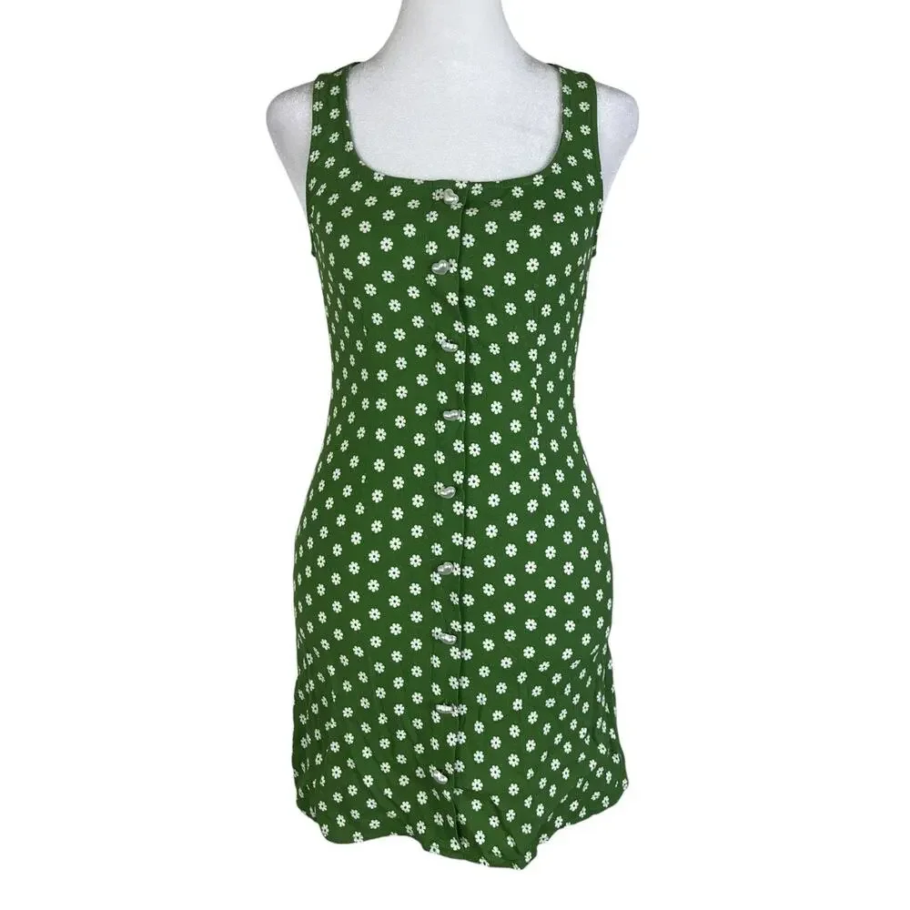 Reformation Lucian Daisy Floral Mini Dress Heart Buttons Romantic Spring Size 2 - Picture 4 of 10